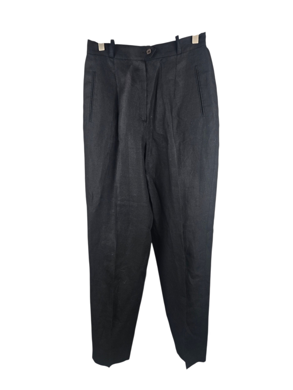 MaxMara Pleated Trousers 100% Linen Ultra High Rise Black 10